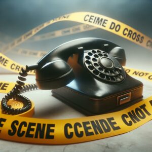 Telephone receiver and crime scene tape