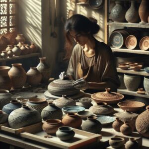 Immigrant artist crafting ceramics