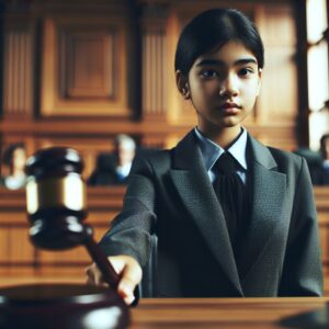 Teenager In Courtroom, Gavel