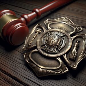 Firefighter badge and gavel