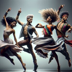 Dancers performing vibrant choreography