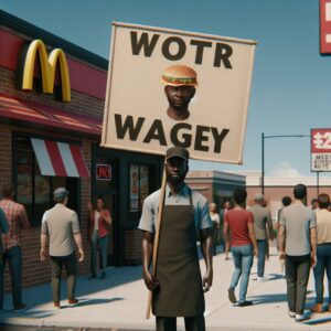 Fast food worker protesting wages