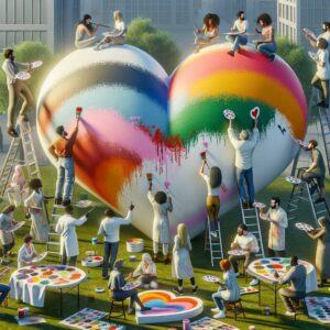 Heartists painting giant hearts