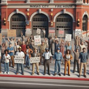 Protestors outside Kansas City Firehouse