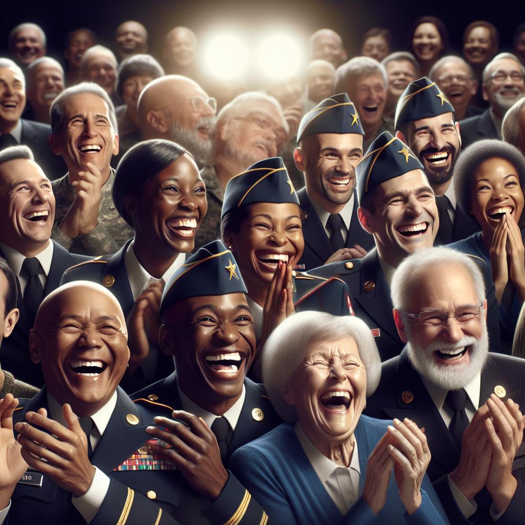 Veterans laughing at comedy show