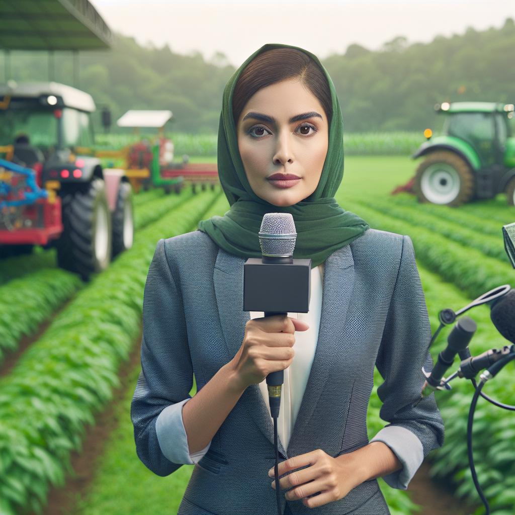 "Journalist reporting on agriculture sustainability"