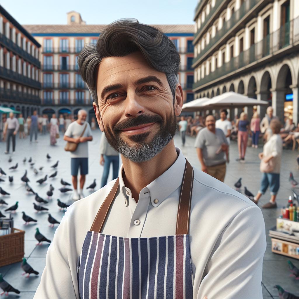 "Optimistic barber in Plaza"