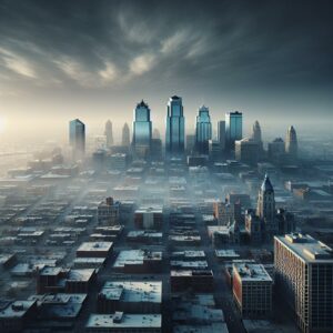 Kansas City skyline with smog