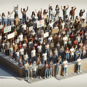 Students protesting with Palestine banners