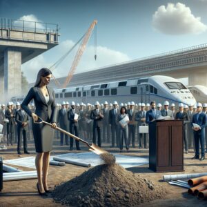 Groundbreaking ceremony, train facility construction