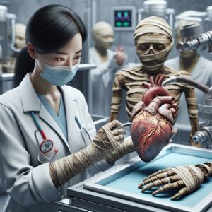 Cardiologist studying ancient mummy heart