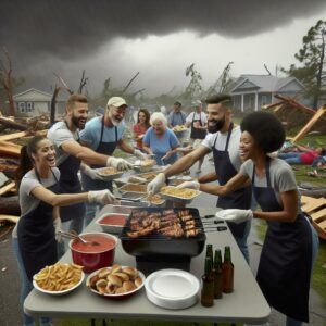 BBQ Volunteers Feeding Storm Victims