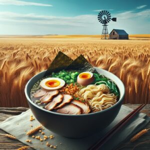 Ramen bowl in Kansas landscape