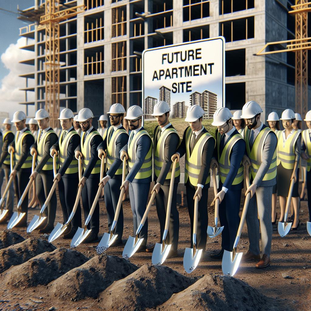 Groundbreaking at apartment construction site