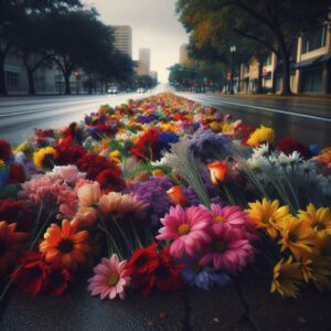 Kansas City mourning roadside flowers