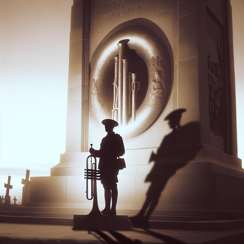 WWI Memorial with trumpet silhouette