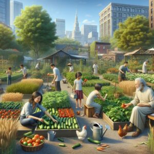 Urban farm, community harvest