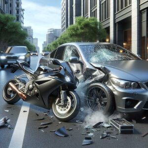 Motorcycle and car collision