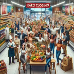 Grocery store closing early celebration