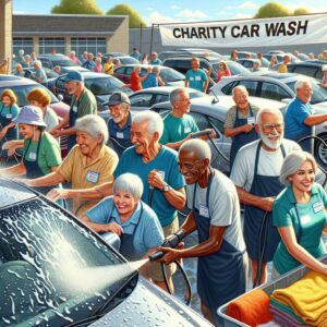 Seniors Washing Cars for Charity