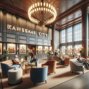 Kansas City themed hotel lobby