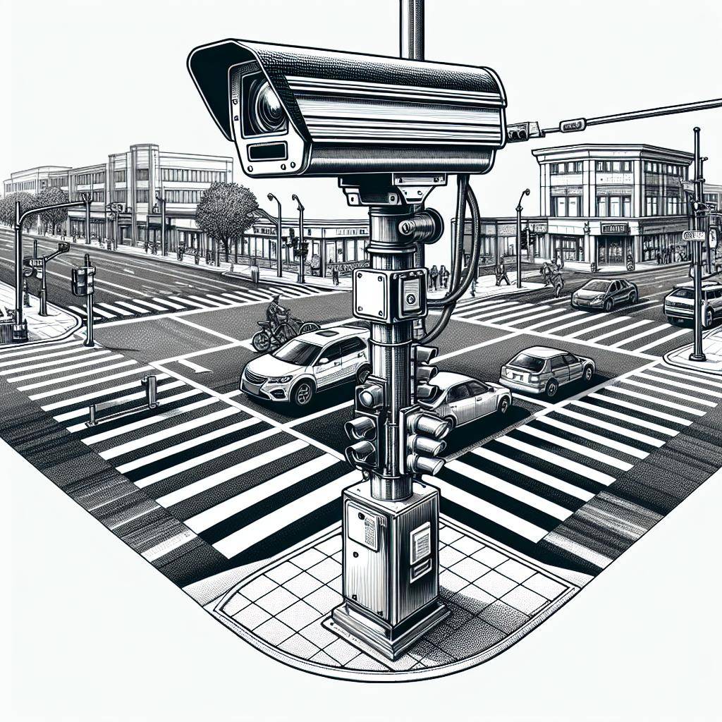 Red light camera overlooking intersection