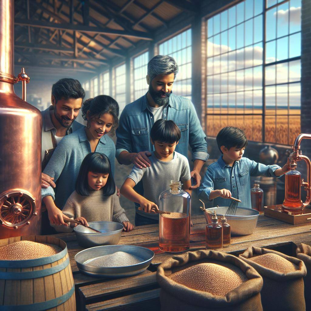 Distillery process, family collaboration, Kansas backdrop