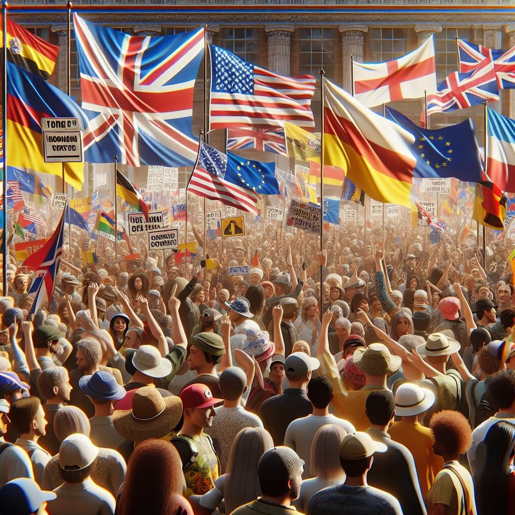 Political campaign rally crowd.