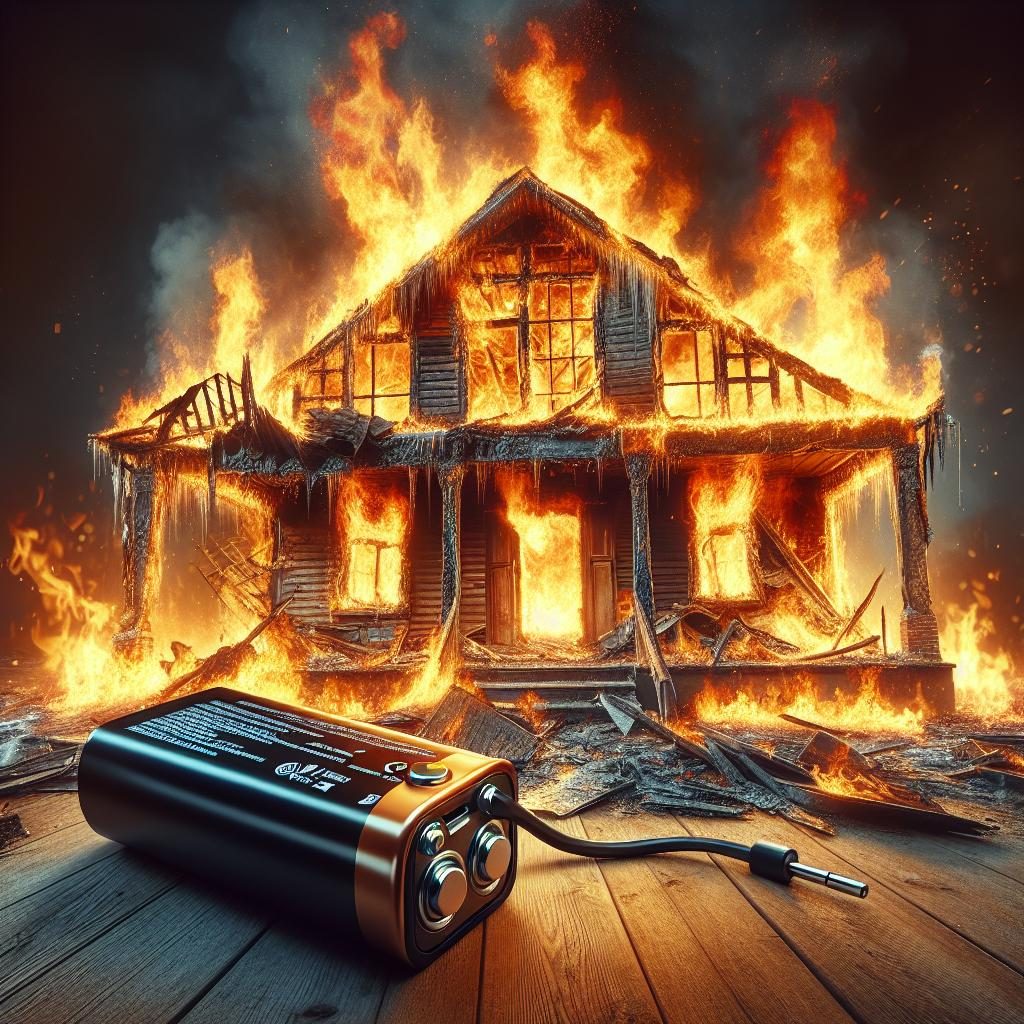 Burning house, defective battery