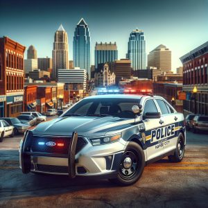 Police car with Kansas City backdrop