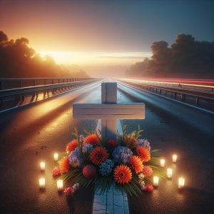 Highway crash memorial site