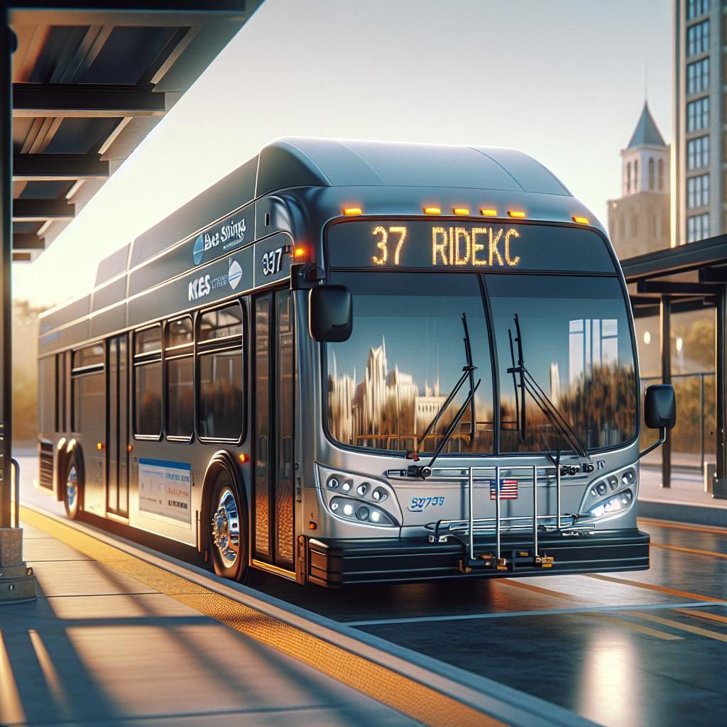 Empty RideKC bus in Blue Springs