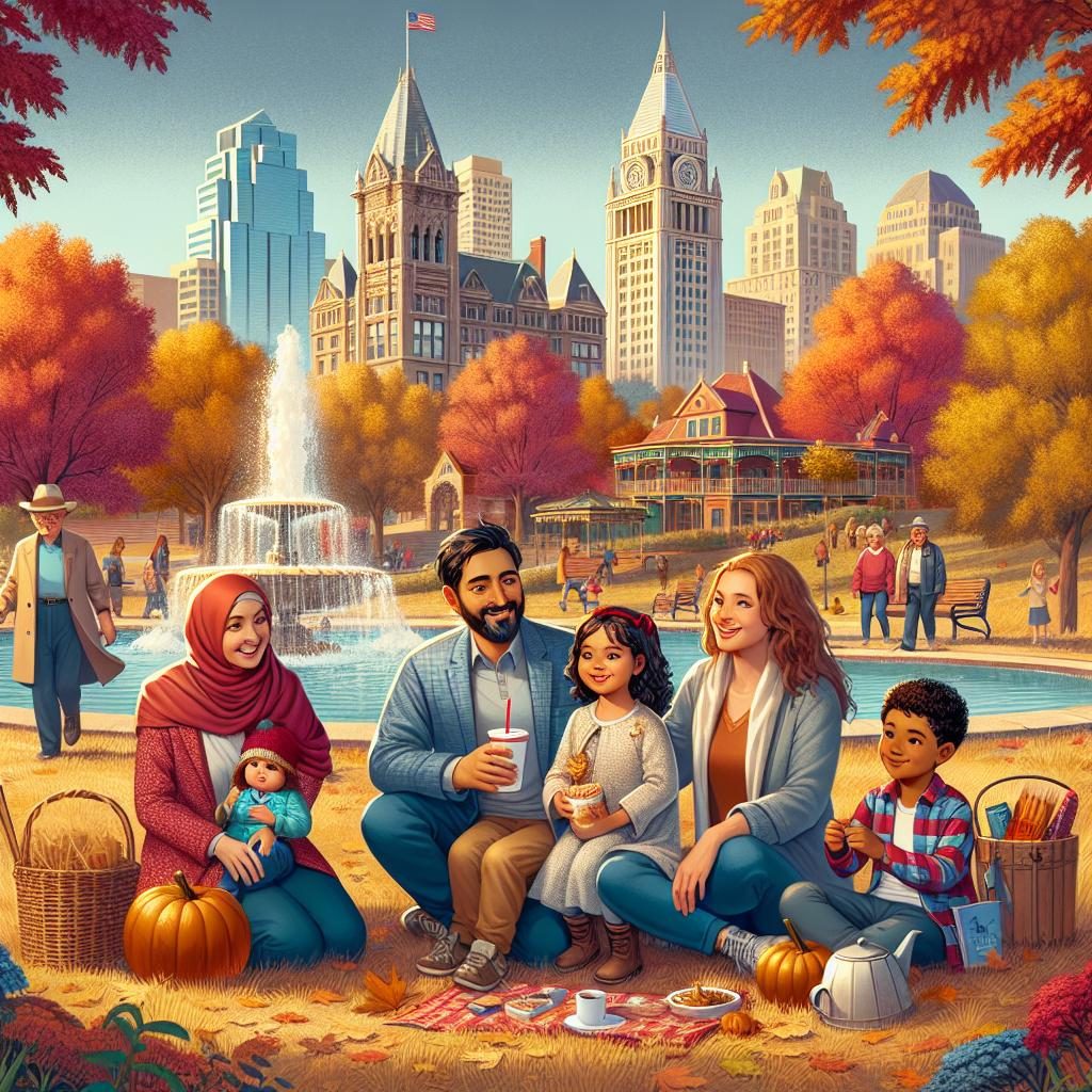 Family enjoying Kansas City fall