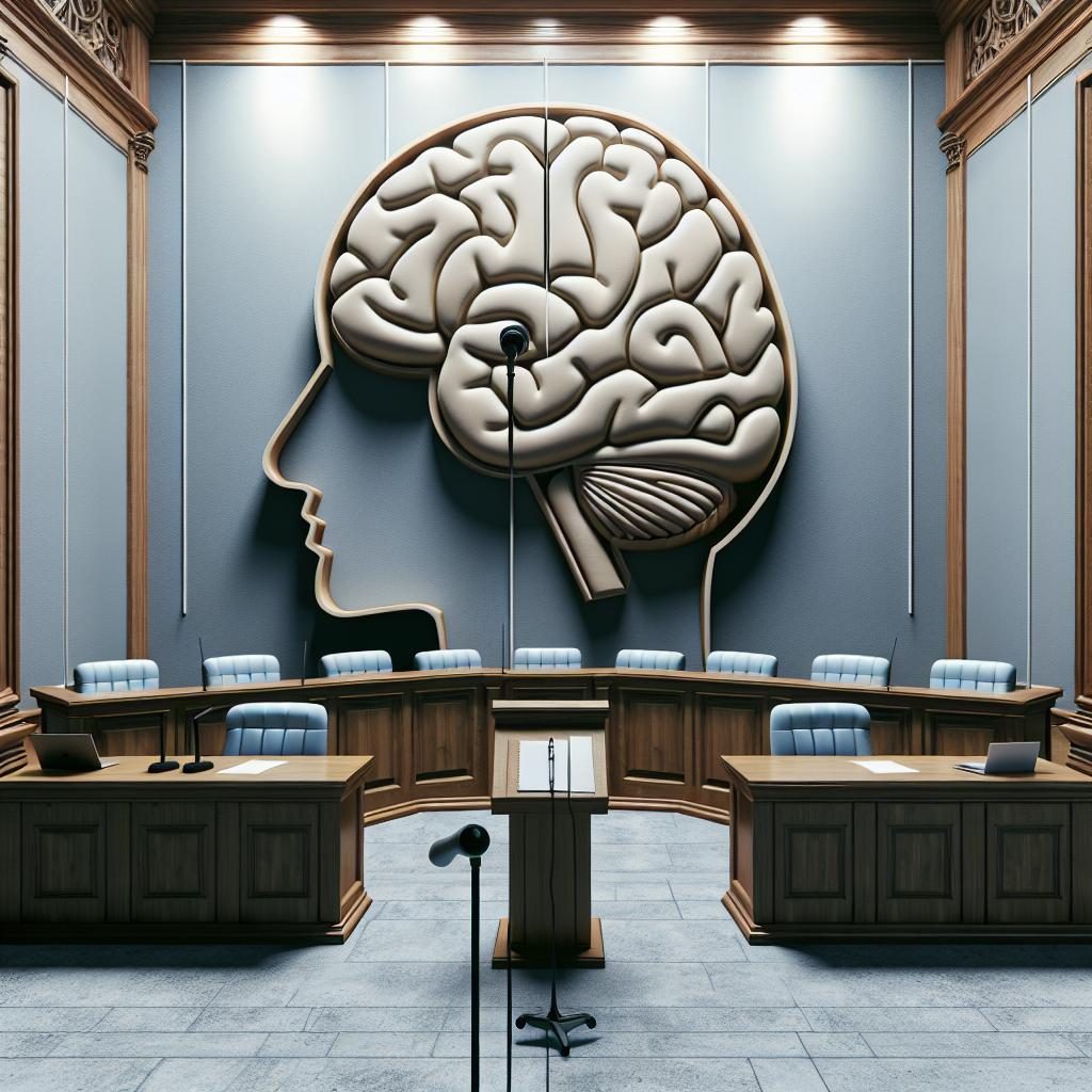 Courtroom with mental health symbol