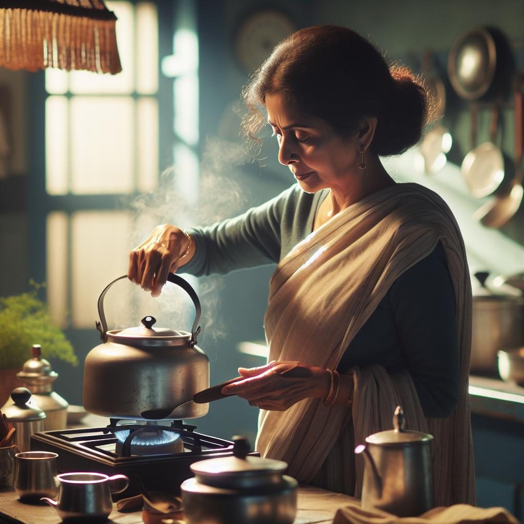 Resident boiling water cautiously