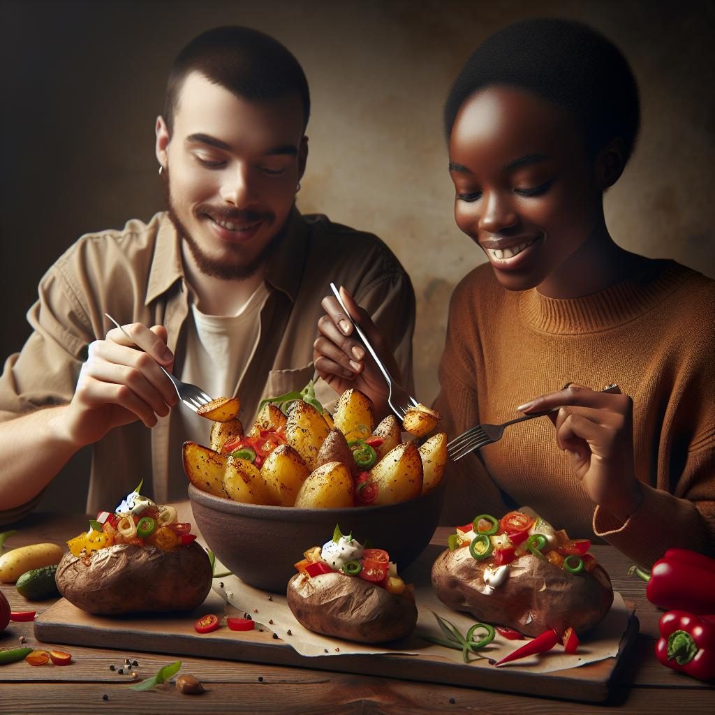 Baked potatoes, flavorful toppings