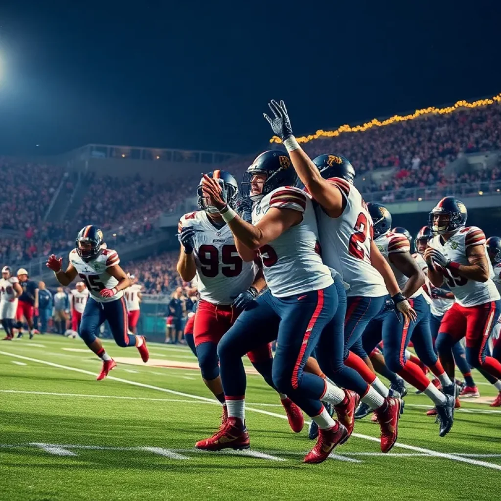 Kansas City Chiefs players celebrating a touchdown during a Christmas Day game.