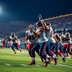 Kansas City Chiefs players celebrating a touchdown during a Christmas Day game.