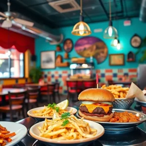 Interior of Gaia Masala & Burger showcasing diverse fusion dishes.