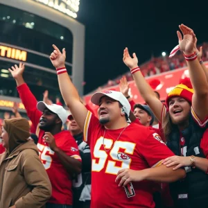 Fans celebrating the Kansas City Chiefs victory