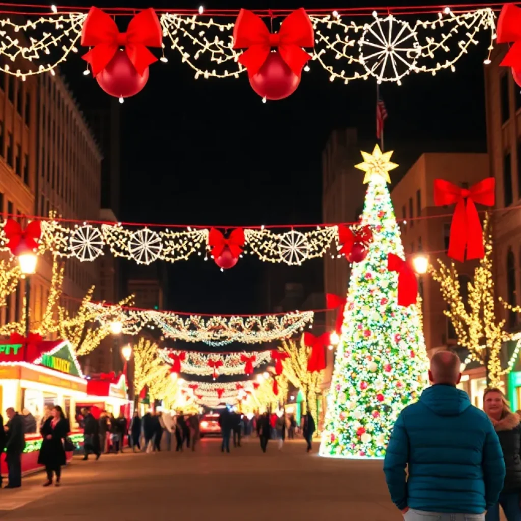 People enjoying holiday festivities in Kansas City