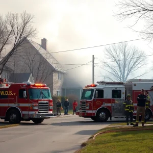 Firefighters responding to a house fire in Kansas City