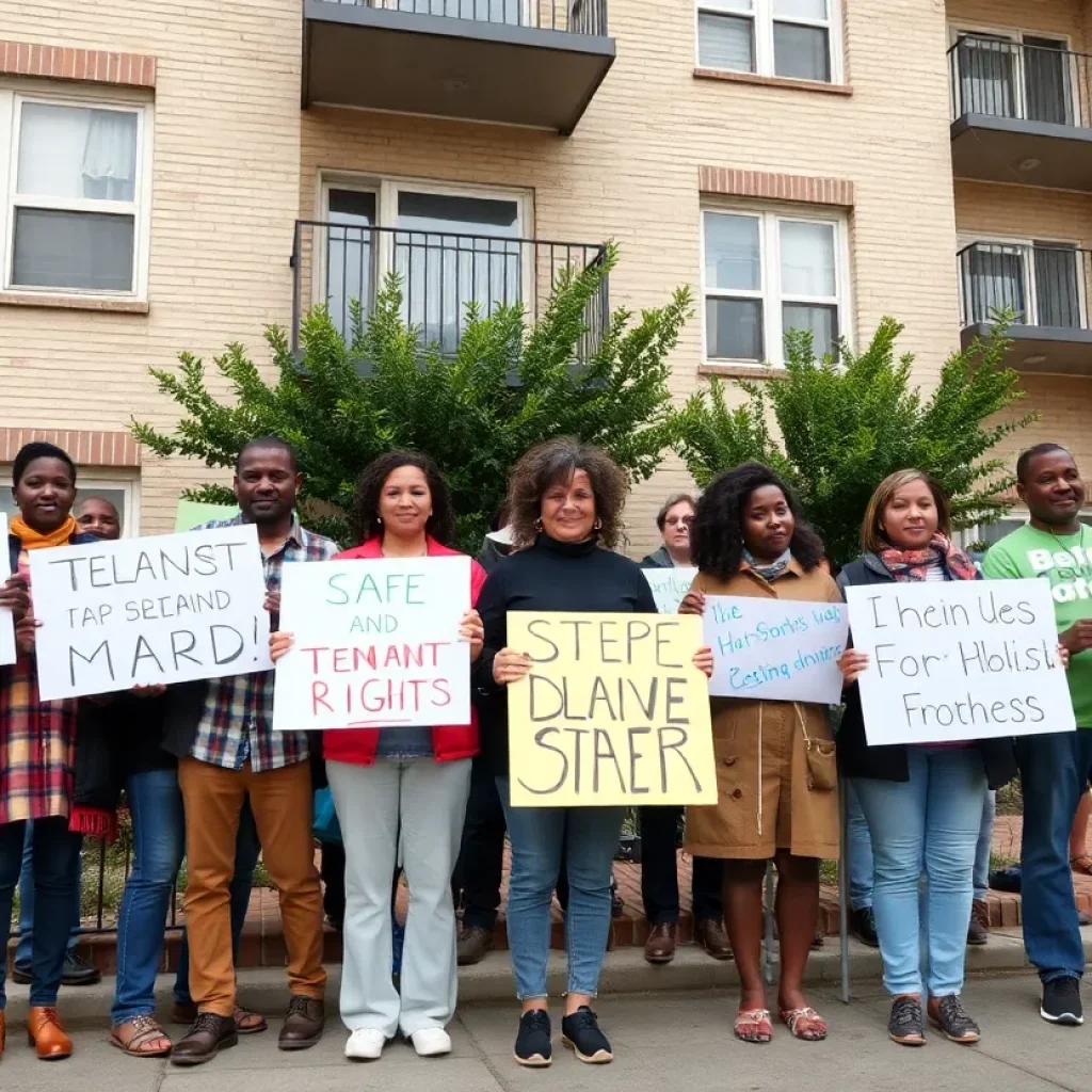 Group of tenants protesting for their rights in Kansas City