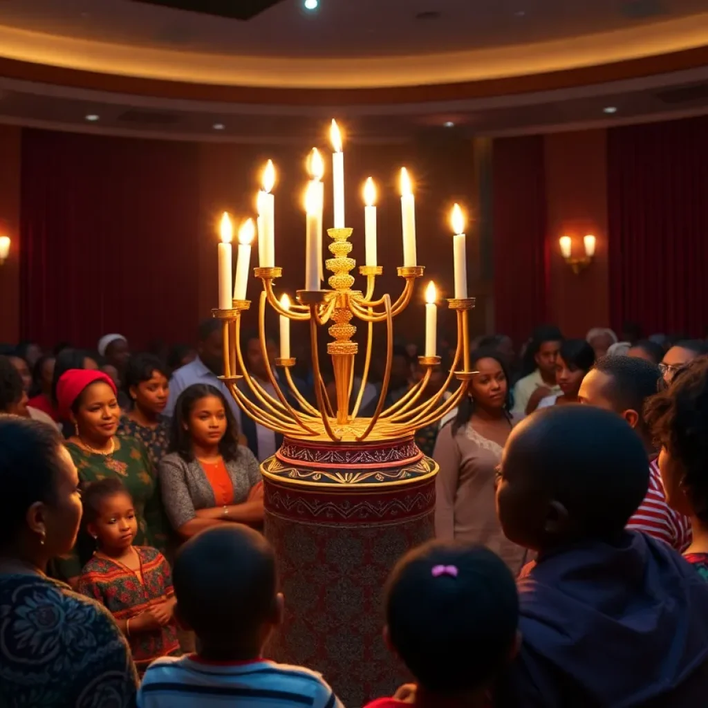 Families celebrating Kwanzaa at the Gem Theater in Kansas City