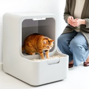 Elevated cat litter box designed for accessibility