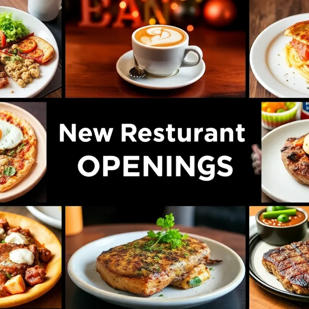 Collage of new restaurant openings in Kansas City featuring various food dishes.