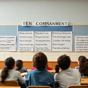 Display of the Ten Commandments in a classroom