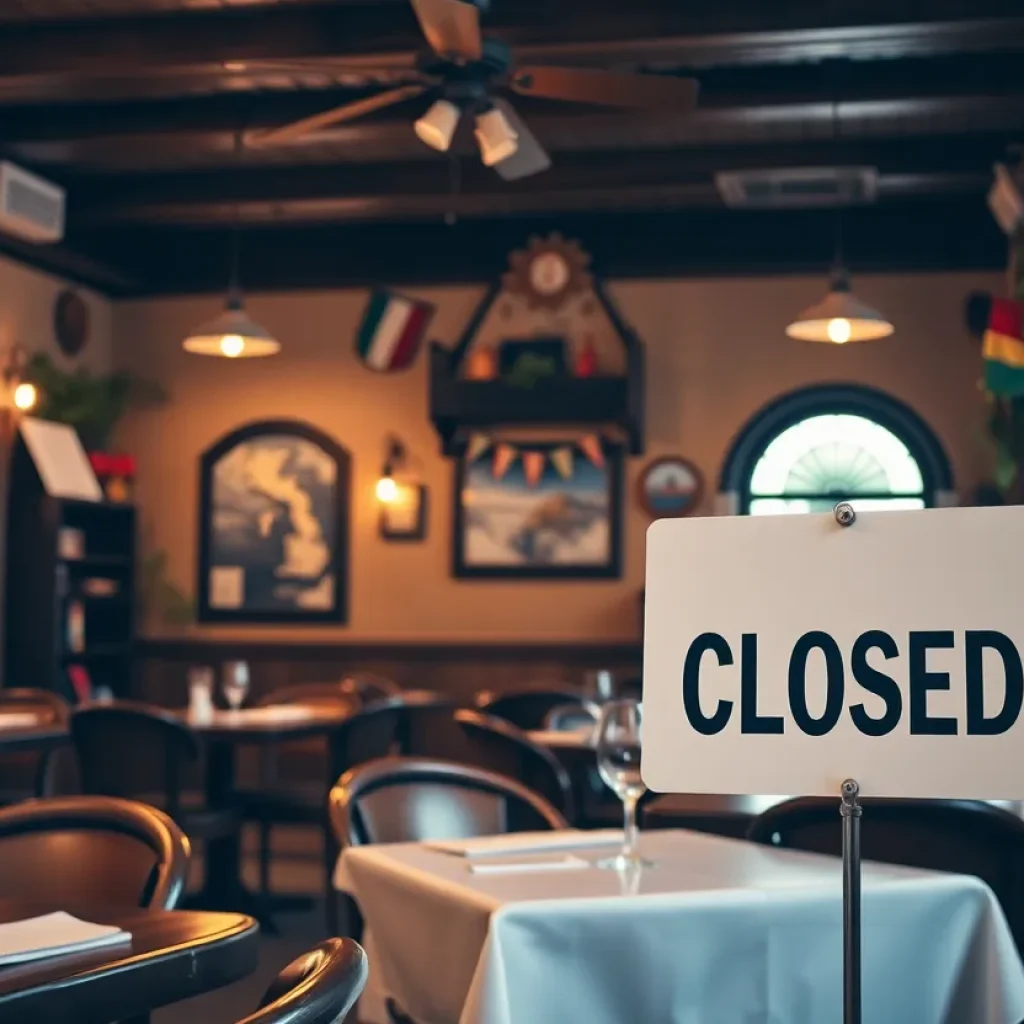 Closed sign at Brio Italian Grille in Kansas City