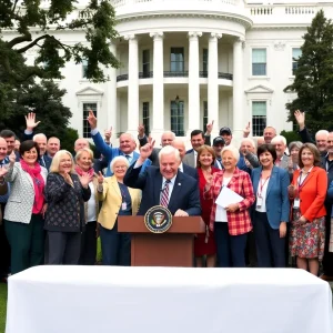 Retired public workers celebrating the signing of the Social Security Fairness Act