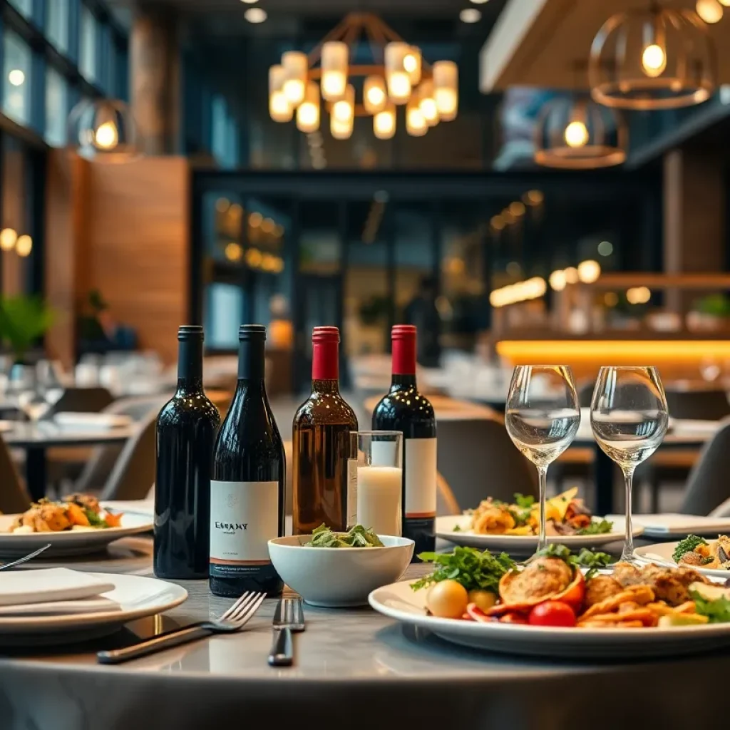 Interior view of Cooper’s Hawk Winery & Restaurant showcasing dining area and wine selection.